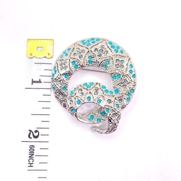 Silver round swirl glitter brooch pin - Picture 4 of 4